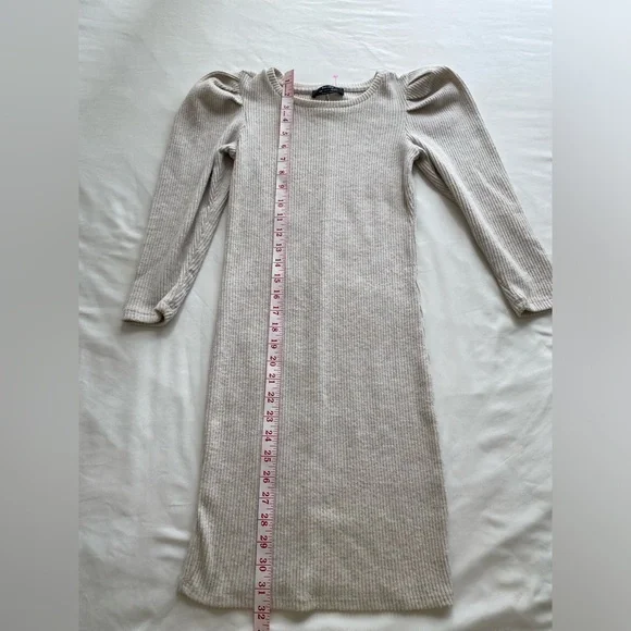 BERSHKA Women Ribbed Cream Bodycon dress - Picture 5 of 7